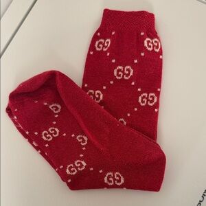 Gucci Red GG Pattern kid’s socks with glitter